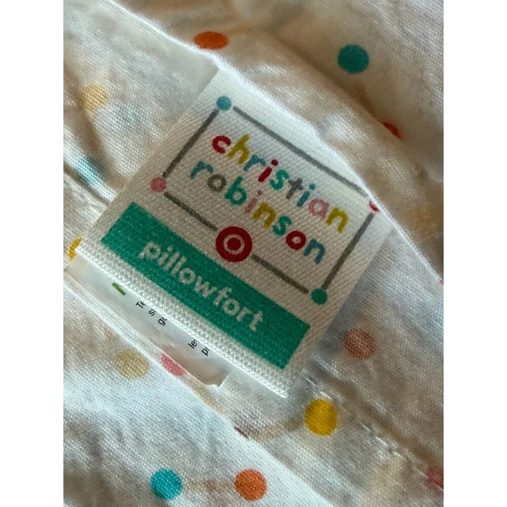 Target x Christian Robinson Pillowfort Twin Flat Sheet Dot Pattern Bright Happy